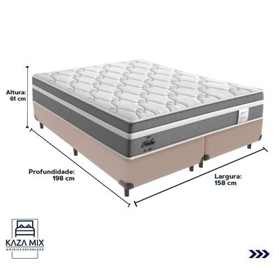 Cama Box Queen E Colchão Molas Ensacadas Berlim Probel - Bege