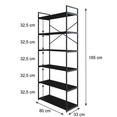 Estante Alta C/06 Prateleiras 185x80x33cm Yon Preto Tx/est.preta Preto Tx/est.preta
