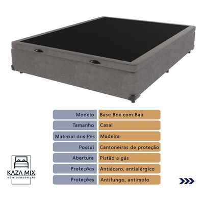 Cama Box Baú Casal E Colchão Molas Ensacadas Berlim Probel Cinza