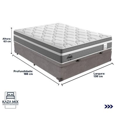 Cama Box Baú Casal E Colchão Molas Ensacadas Berlim Probel Cinza