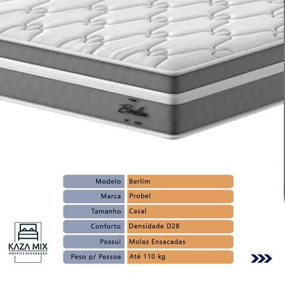 Cama Box Baú Casal E Colchão Molas Ensacadas Berlim Probel - Bege