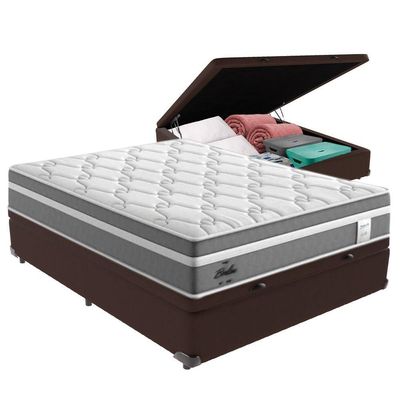 Cama Box Baú Casal E Colchão Molas Ensacadas Berlim Probel - Marrom