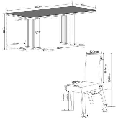 Conjunto De Mesa Sala De Jantar Tampo Com Vidro Mond 2m 8 Cadeiras Bele Veludo Viero Madeirado