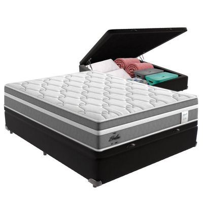 Cama Box Baú Casal E Colchão Molas Ensacadas Berlim Probel Preto