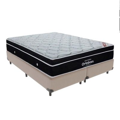 Cama + Box Colchão Queen Com Molas Ensacadas Ortobom Europillow Elegant Bege
