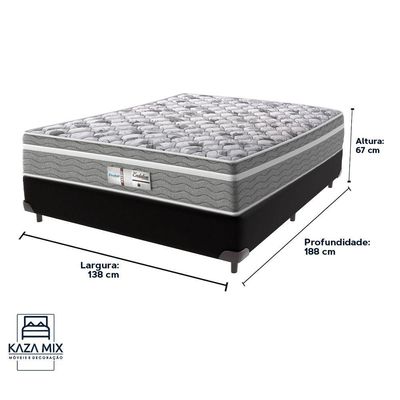 Cama Box Preto E Colchão Casal Evolution Probel