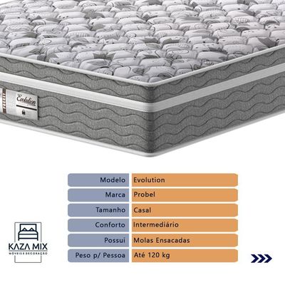 Cama Box Preto E Colchão Casal Evolution Probel
