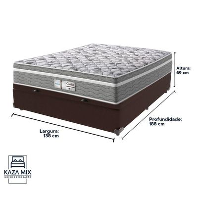 Cama Box Baú Marrom E Colchão Casal Evolution Probel