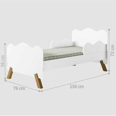 Cama Infantil Nuvem Branca Com Proteção Lateral E Colchão