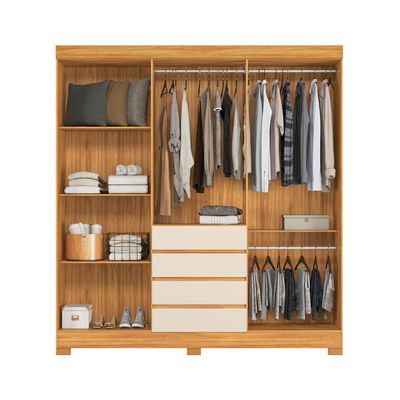 Guarda-Roupa Casal com Espelho Ópera 6 Portas 4 Gavetas Cinamomo e Off White