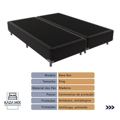 Cama Box King E Colchão Freedom Ortobom D33 Preto