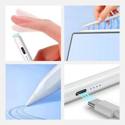 Caneta Digital Branca Recarregável Touchscreen Ponta Fina