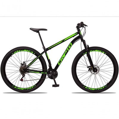Bicicleta Aro 29 Aço Carbono 21V Cripto Freios À Disco Quadro 17 Preto Verde
