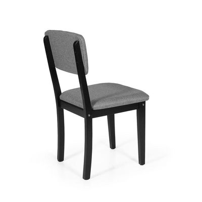 Mesa De Jantar Redonda Gabi Preta Com 4 Cadeiras Estofadas Ella Preto/cinza Escuro
