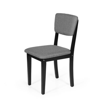 Mesa De Jantar Redonda Gabi Preta Com 4 Cadeiras Estofadas Ella Preto/cinza Escuro
