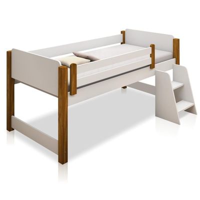 Cama Alta Juvenil Paty Com Nichos Branco E Mel