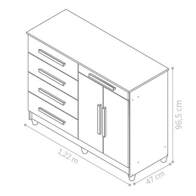 Cômoda Muskogee 5 Gavetas 2 Portas Branco