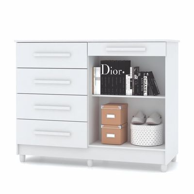 Cômoda Muskogee 5 Gavetas 2 Portas Branco