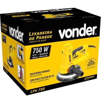 Lixadeira de Parede Vonder LPV750 127V Led Saco de Aspiração Máquina de Lixar Teto Massa Corrida