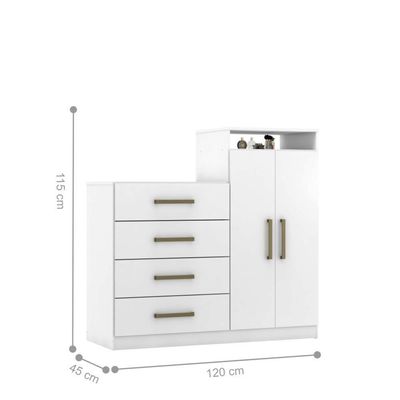 Comoda 2 Portas 4 Gavetas Nora Branco