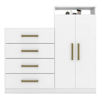 Comoda 2 Portas 4 Gavetas Nora Branco