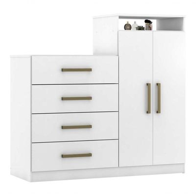 Comoda 2 Portas 4 Gavetas Nora Branco