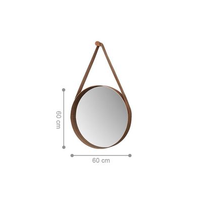 Espelho Decorativo Redondo 60 Cm Com Alça Verona Castanho