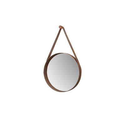 Espelho Decorativo Redondo 60 Cm Com Alça Verona Castanho