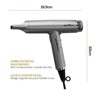 Secador De Cabelos Britânia 1600W Mais Silencioso  - 110V