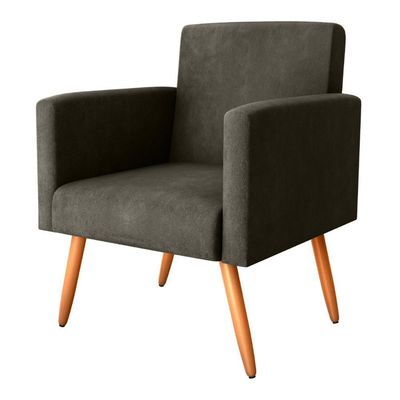 Poltrona Para Decoração Sara Veludo Turkey Marrom