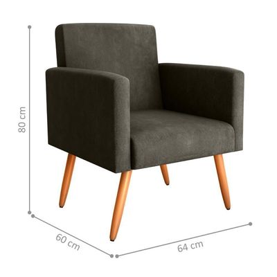 Poltrona Para Decoração Sara Veludo Turkey Marrom