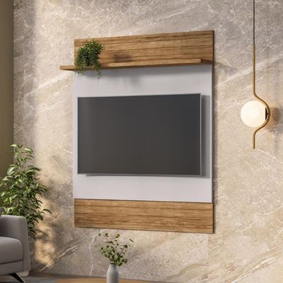 Conjunto Painel E Rack Sunnydale Naturalle Off White