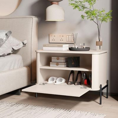 Conjunto Mesa De Cabeceira Albania Off White Preto