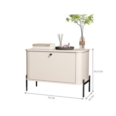 Conjunto Mesa De Cabeceira Albania Off White Preto