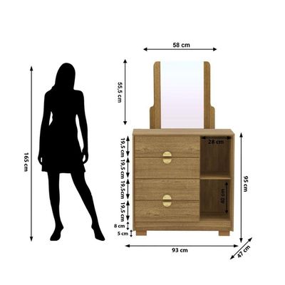Cômoda Sapateira 4 Gavetas Espelho Paraguai Nature