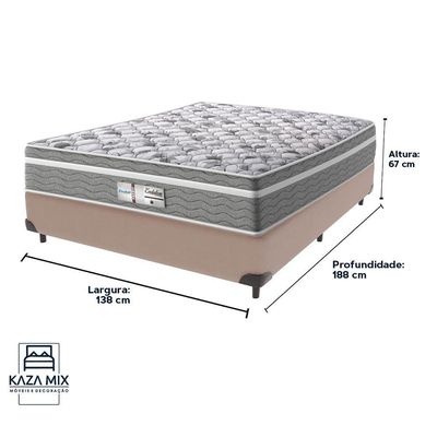 Cama Box Bege E Colchão Casal Evolution Probel