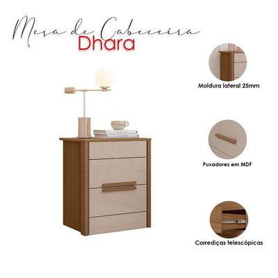 Mesa De Cabeceira Ambiente Dhara Carvalho Fendi - Moval