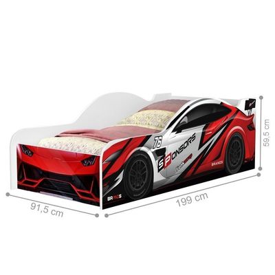 Cama Carro Solteiro Vermelho Full Com Colchão