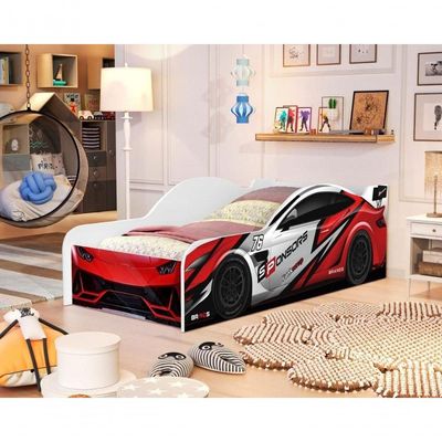 Cama Carro Solteiro Vermelho Full Com Colchão