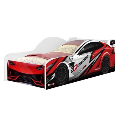 Cama Carro Solteiro Vermelho Full Com Colchão