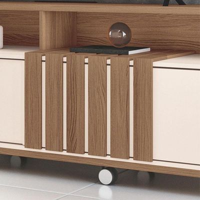 Rack Bancada Para Sala Graci 1.8 Castanho Off White – Hb Móveis