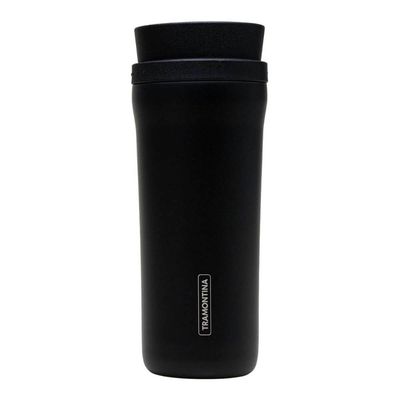 Copo Térmico Tramontina 460ml Inox Preto com Bocal 360° Quente Frio Garrafa Café