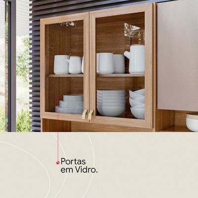 Cozinha Compacta Amora 10 PT 2 GV Amêndola e Nude