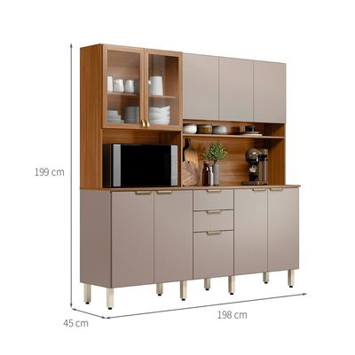 Cozinha Compacta Amora 10 PT 2 GV Amêndola e Nude