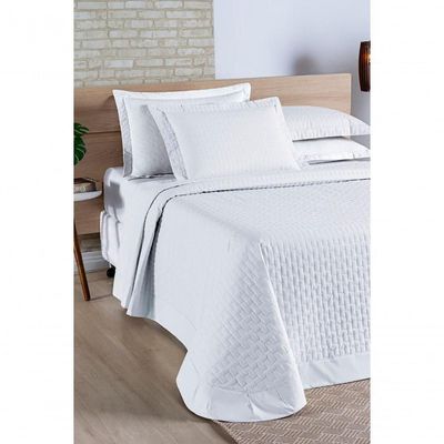 Cobre Leito Madri Percal 200 Fios 100% Algodão King 03 Peças - acabamento na cor Branco