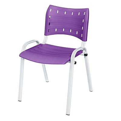 Cadeira Iso Base Branco Escola, Escritório Violeta Kit 11 Un