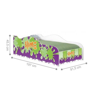 Cama Carro Fun Adesivada Slime Menino Solteiro