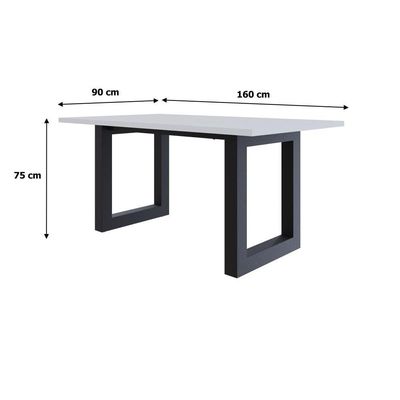 Mesa De Jantar Bronx R 160x90x77cm Brmj9160r Branco Tx - Est.preta Branco Tx/est.preta