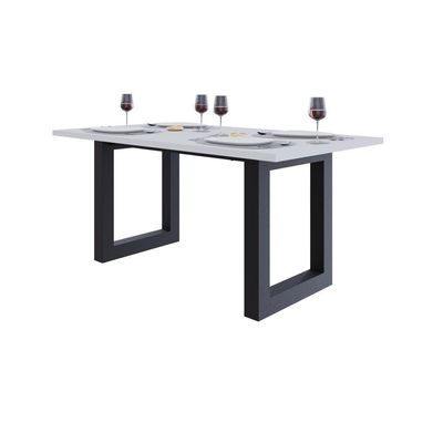 Mesa De Jantar Bronx R 160x90x77cm Brmj9160r Branco Tx - Est.preta Branco Tx/est.preta
