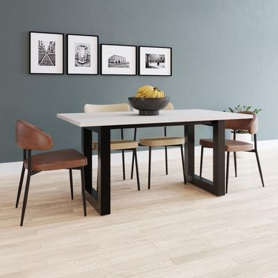 Mesa De Jantar Bronx R 160x90x77cm Brmj9160r Branco Tx - Est.preta Branco Tx/est.preta